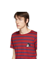 Gucci Red And Navy Disney Edition Linen Striped T Shirt