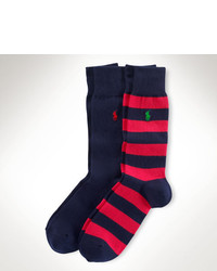 Red and Navy Horizontal Striped Socks