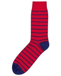 Charles Tyrwhitt Red And Navy Stripe Chunky Sock