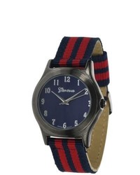 Red and Navy Horizontal Striped Watch