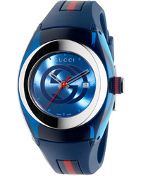 Gucci Sync Unisex Swiss Blue And Red Rubber Strap Watch 36mm Ya137304