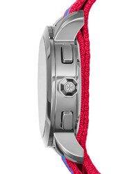 Tory Burch Watches Tory Chronograph Fabric Strap Watch Bluered