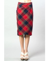 Red and Navy Pencil Skirt