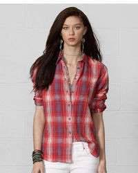 Masikini  Denim & Supply Ralph Lauren Shirt Womens M Button Up RL Tomboy  Plaid