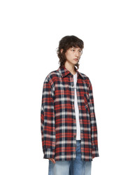 Acne Studios Red And Blue Flannel Patch Shirt