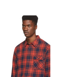 Nudie Jeans Red And Black Flannel Check Sten Shirt