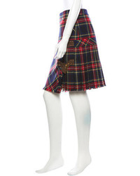 Blumarine Wool Plaid Skirt