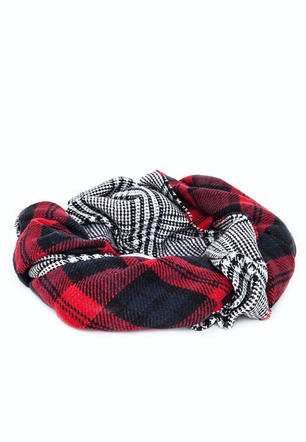 Missguided Naila Plaid Check Contrast Reversible Scarf Red, $36, Missguided