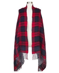 Oversized Reversible Plaid Blanket Wrap Scarf Blue And Red