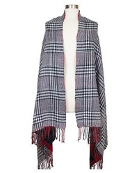 Oversized Reversible Plaid Blanket Wrap Scarf Blue And Red