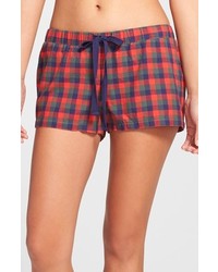 Red and Navy Plaid Shorts