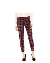 red and navy plaid pants