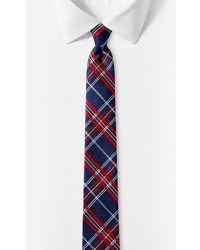 Navy And Red Plaid Silk Tie