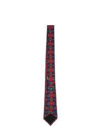 Gucci Blue And Red Silk Interlocking G Rhombus Tie