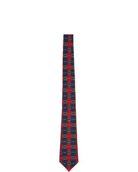 Gucci Blue And Red Silk Interlocking G Rhombus Tie
