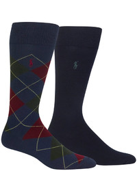 Polo Ralph Lauren Argyle Dress Crew Socks 2 Pack