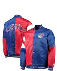 STARTE R Bluered New York Rangers The Leader Varsity Satin Full Snap Jacket At Nordstrom