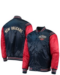 STARTE R Navyred New Orleans Pelicans The Enforcer Varsity Satin Full Snap Jacket