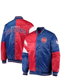 STARTE R Redblue Detroit Pistons 75th Anniversary Leader Color Block Satin Full Snap Jacket At Nordstrom