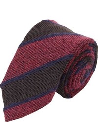 Red and Navy Vertical Striped Wool Tie