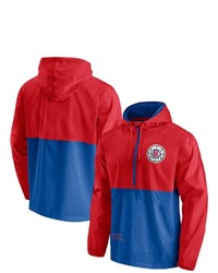 FANATICS Branded Royalred La Clippers Anorak Block Party Windbreaker Half Zip Hoodie Jacket At Nordstrom