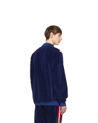 Gucci Blue And Red Velour Oversized Track Jacket