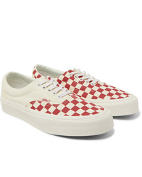 Red and White Canvas Low Top Sneakers