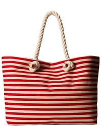 Red and White Canvas Tote Bag