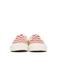 Vans Red And White Og Checkerboard Classic Slip On Sneakers