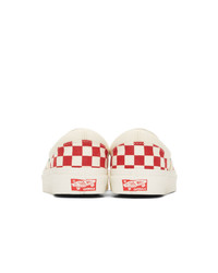 Vans Red And White Og Checkerboard Classic Slip On Sneakers
