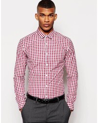 Asos Brand Skinny Fit Shirt In Gingham Check With Long Sleeves