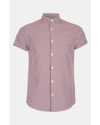 Red and White Gingham Short Sleeve Shirt