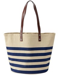 Leather Trimmed Canvas Tote