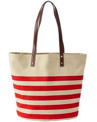 Leather Trimmed Canvas Tote