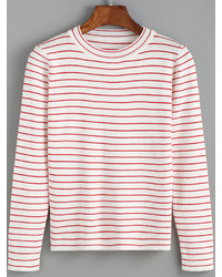 Round Neck Striped Red Sweater