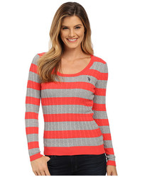 U.S. Polo Assn. Stripe Cable Knit Scoop Neck Pullover