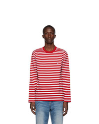 Red and White Horizontal Striped Long Sleeve T-Shirt