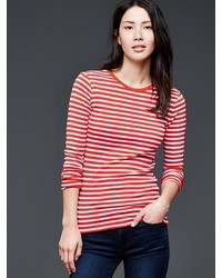 womens red and white striped tee