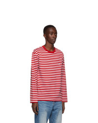 MAISON KITSUNÉ Red And White Tricolor Fox Marin Long Sleeve T Shirt