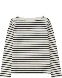 Uniqlo Striped Long Sleeve Boat Neck T Shirt