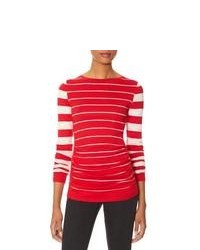 Red and White Horizontal Striped Sweater