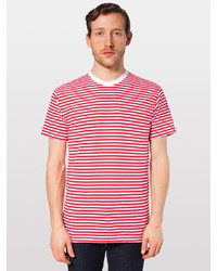 Red and White Horizontal Striped T-shirt