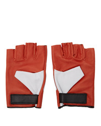 Givenchy Red And White Mezzi Moto Gloves