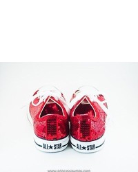 Converse Red Sequin Low Top Ox Canvas All Star Sneaker Shoes
