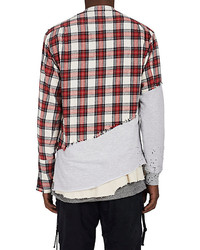 Greg Lauren 5050 Distressed Plaid Flannel Jersey Shirt