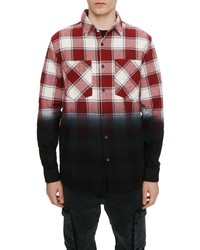 ELEVENPARIS Regular Fit Ombre Plaid Button Up Shirt In Rhubarb Plaid At Nordstrom