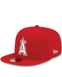 New Era Red Los Angeles Angels Logo White 59fifty Fitted Hat