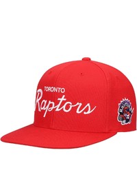 Mitchell & Ness Red Toronto Raptors Hardwood Classics Vintage Script Snapback Hat At Nordstrom