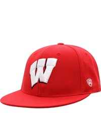 Top of the World Red Wisconsin Badgers Team Color Fitted Hat