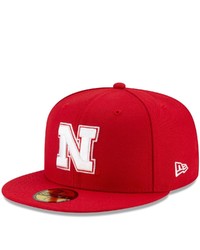 New Era Scarlet Nebraska Huskers Team Detail 59fifty Fitted Hat